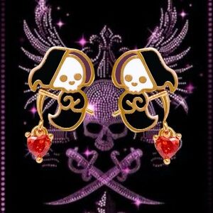 14K Gold Grim Reaper Halloween Inspired. Theme Earrings Goth Punk Macabre